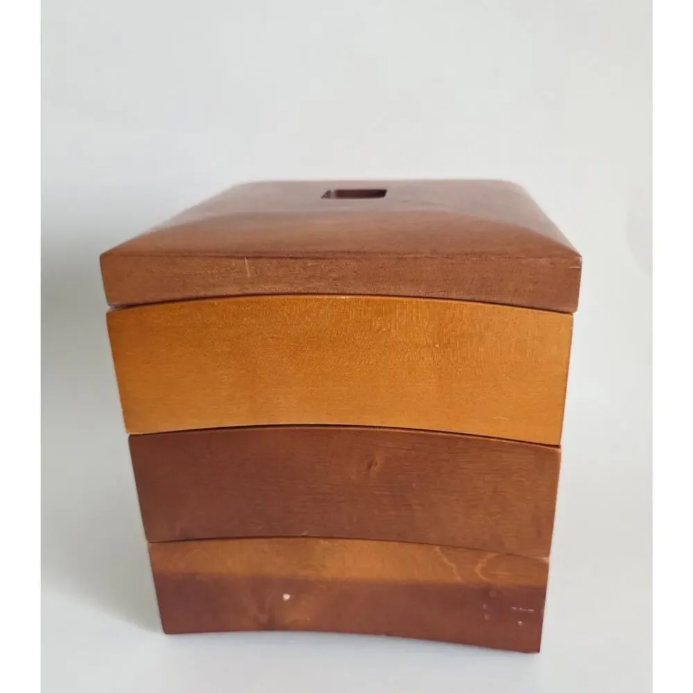 Hold Everything Wooden Valet Jewelry Box Organizer Removable Tray Brown